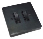 Wrought Iron Forged & Waxed 2 Gang Light Switch 20 amp 2 way (FW9B)